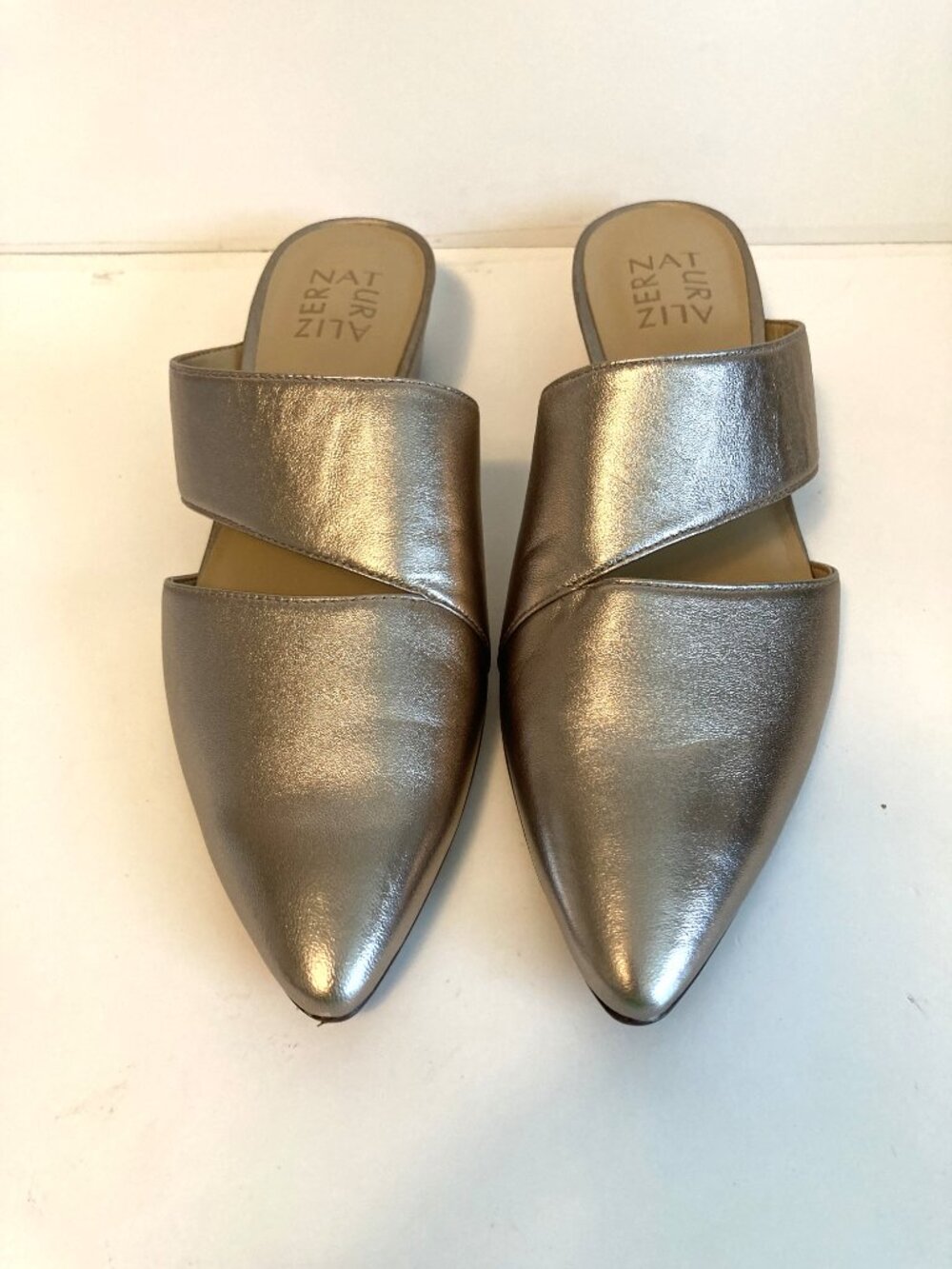 Naturalizer Metallic Bronze and Gold Mules/ 8M/ Slip-on Block Heels